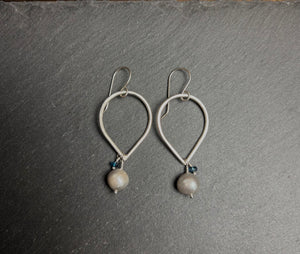 Silver Pearl and Topaz Dangles