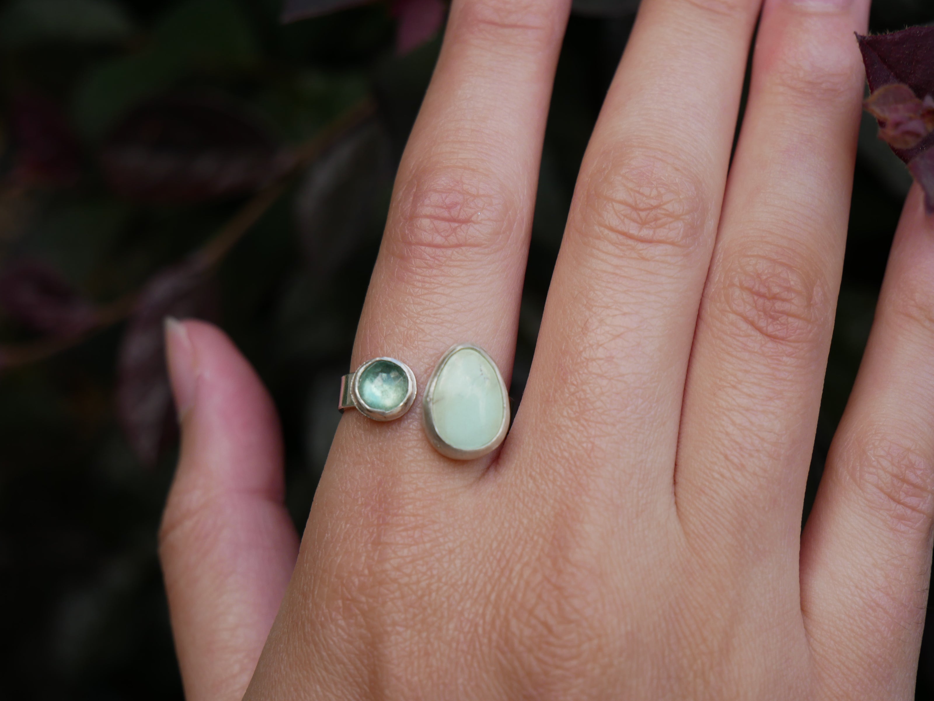 Variscite and Green Kyanite Double Ring