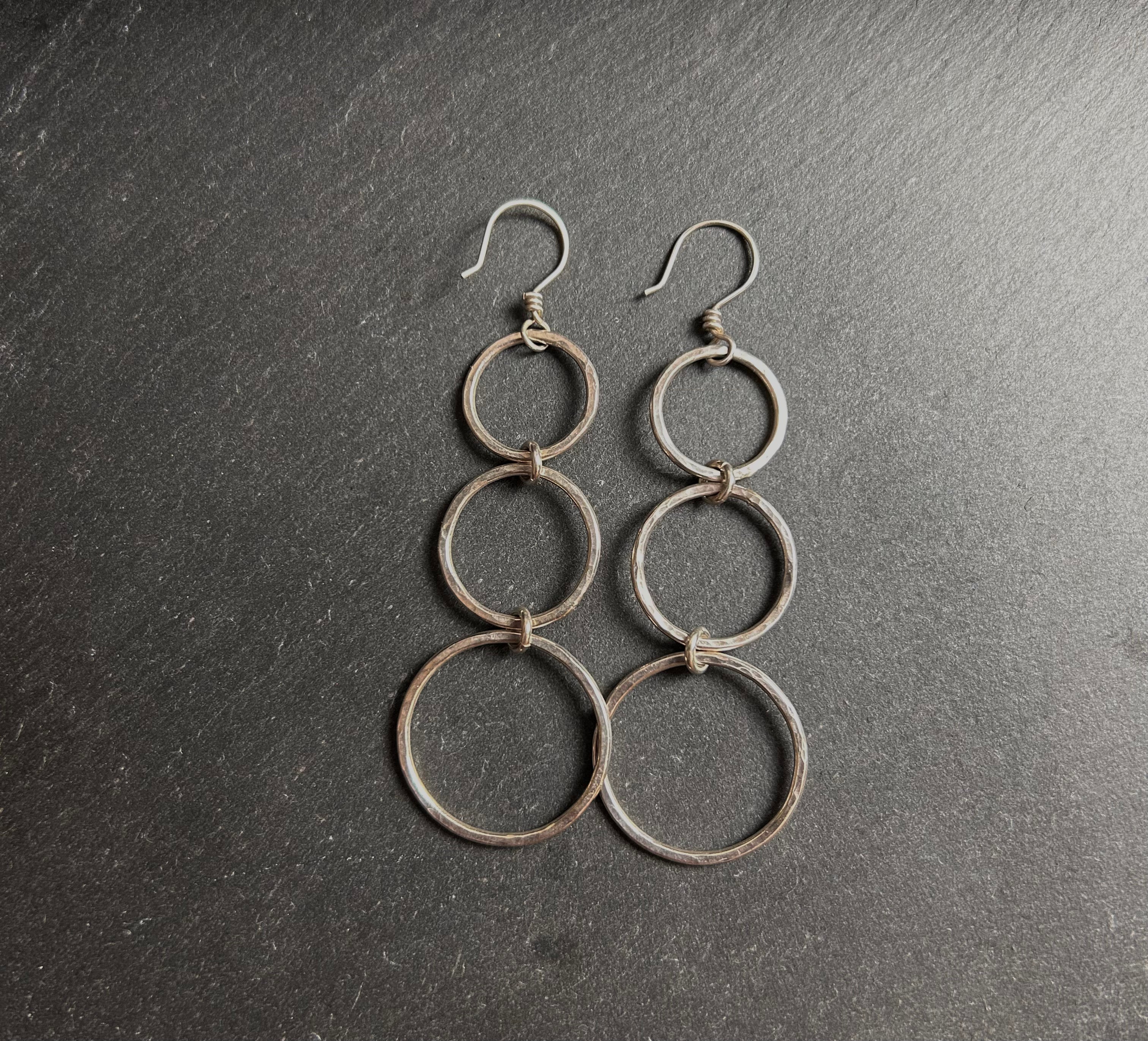 Triple Hoop Sterling Silver Earrings