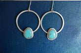Kingman Turquoise and Silver Hoops