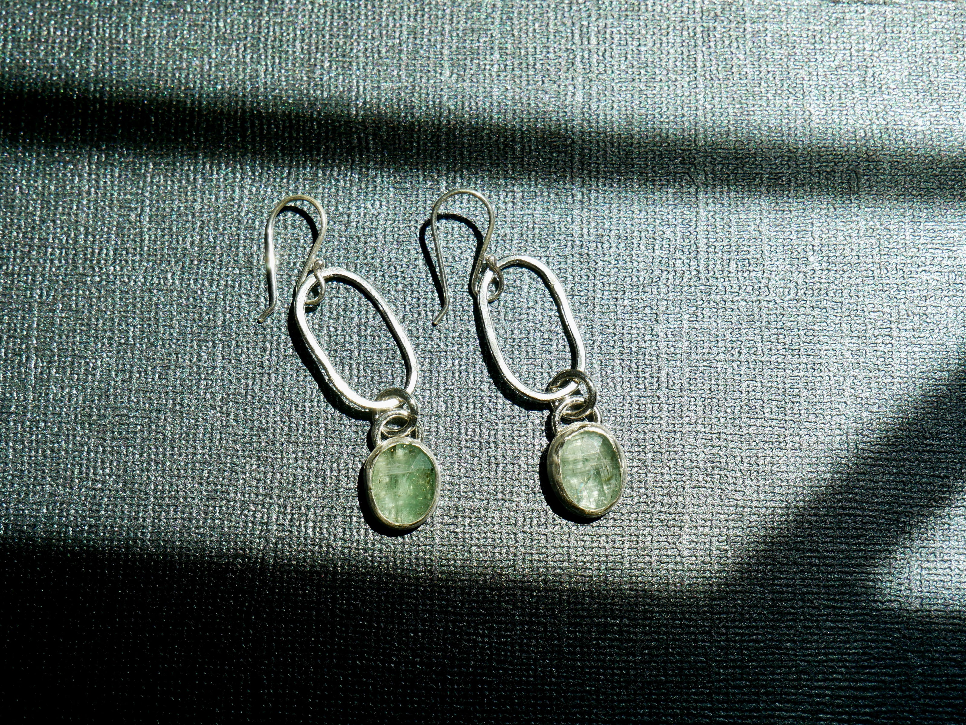 Green Kyanite and Sterling Silver Dangles