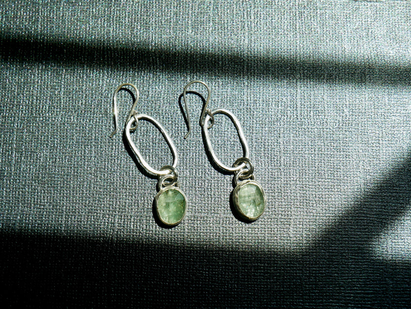 Green Kyanite and Sterling Silver Dangles