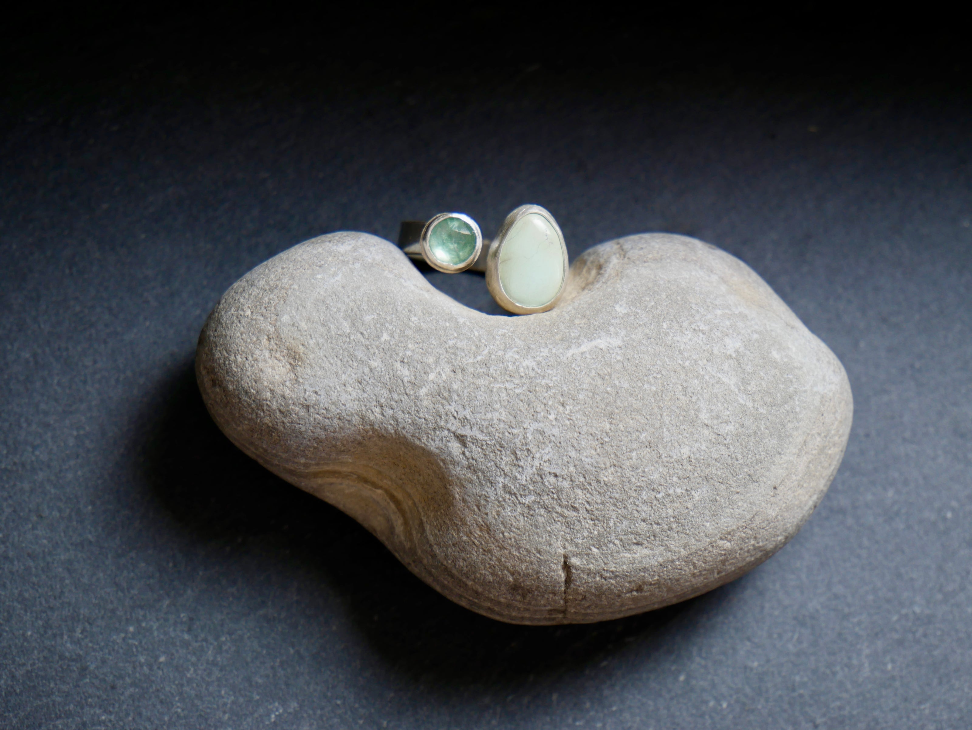 Variscite and Green Kyanite Double Ring