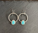 Kingman Turquoise and Silver Hoops