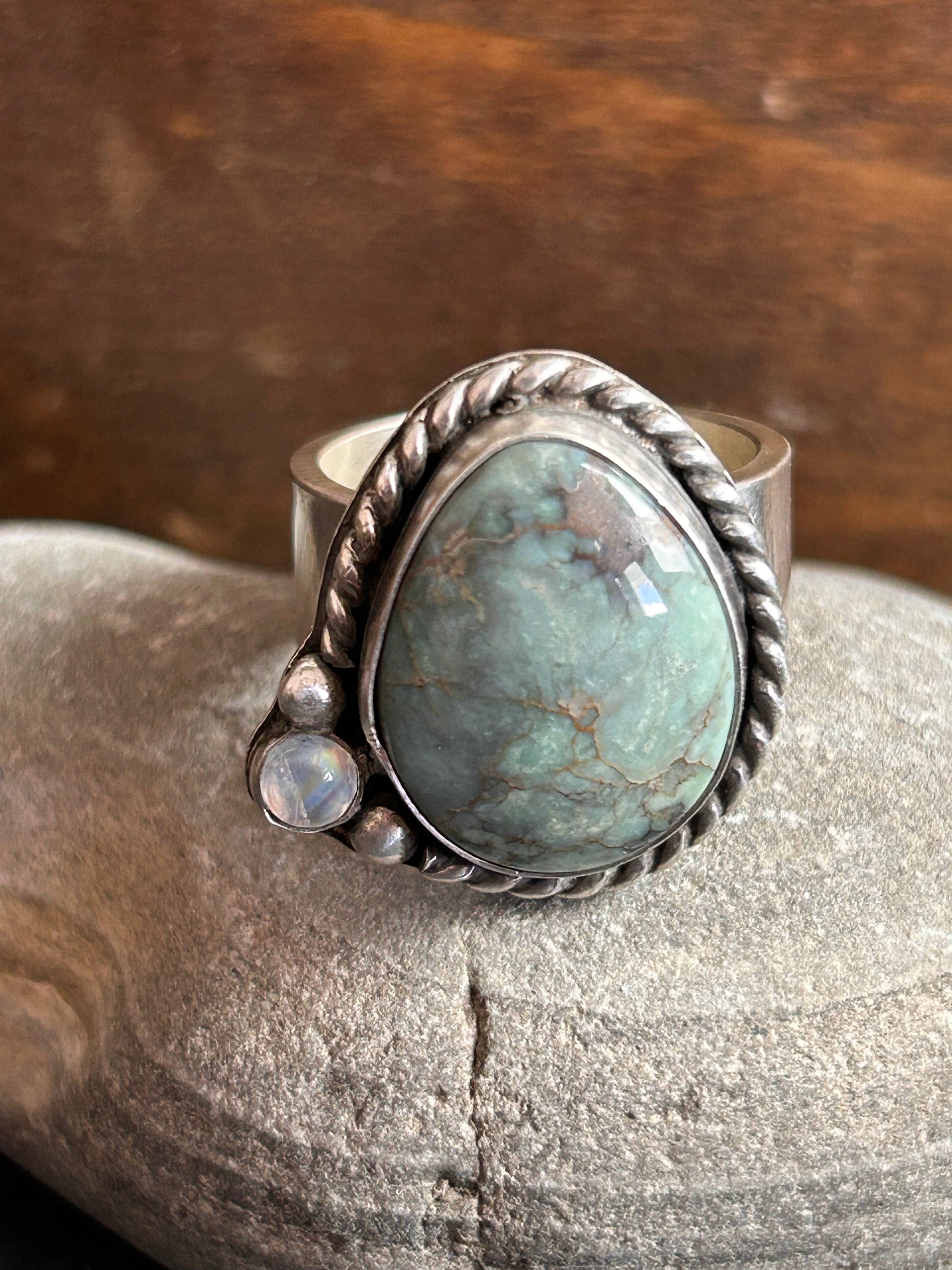 Variscite and Sterling Silver Ring - size 8.25