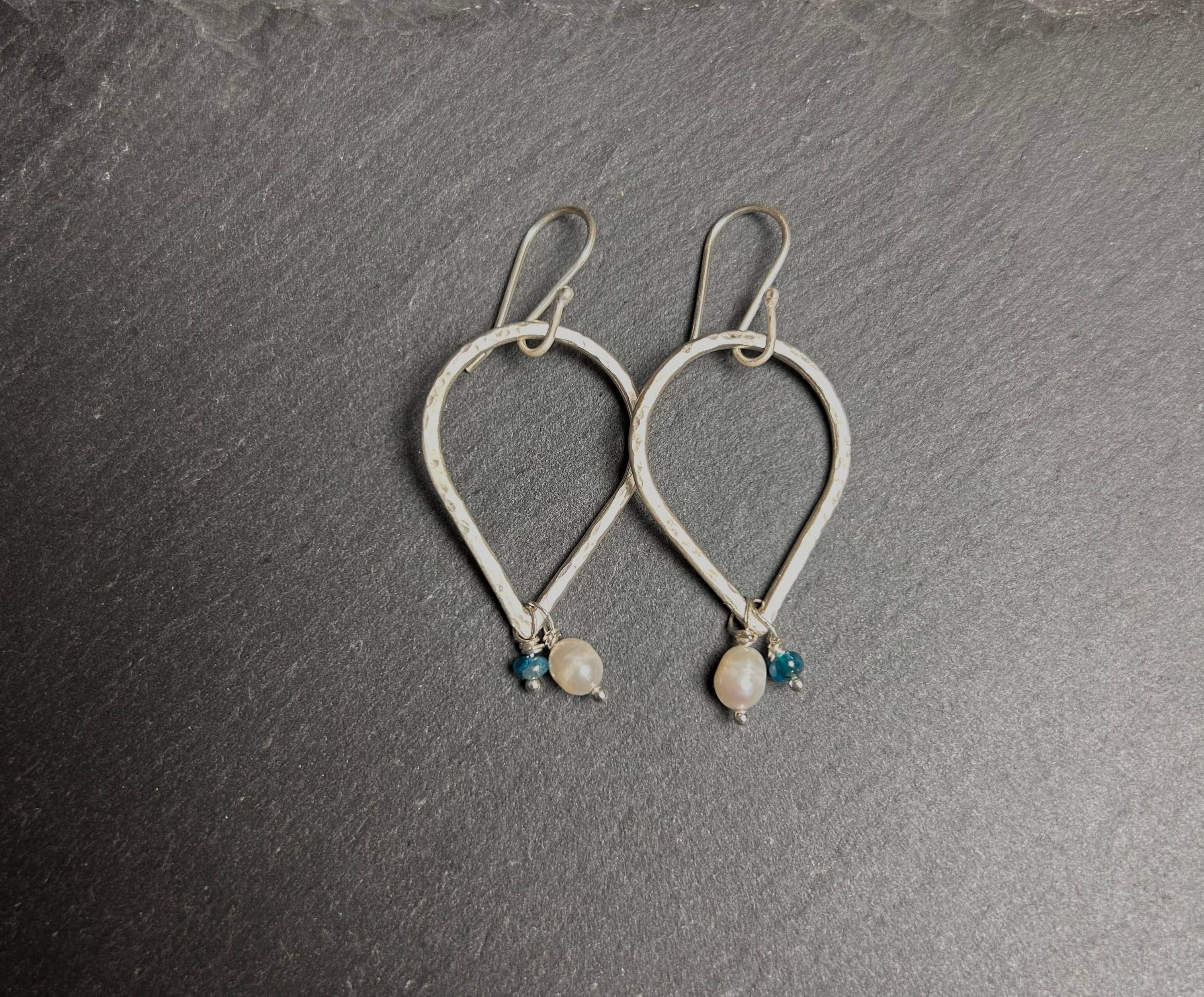 Silver, White Pearl and Topaz Dangles