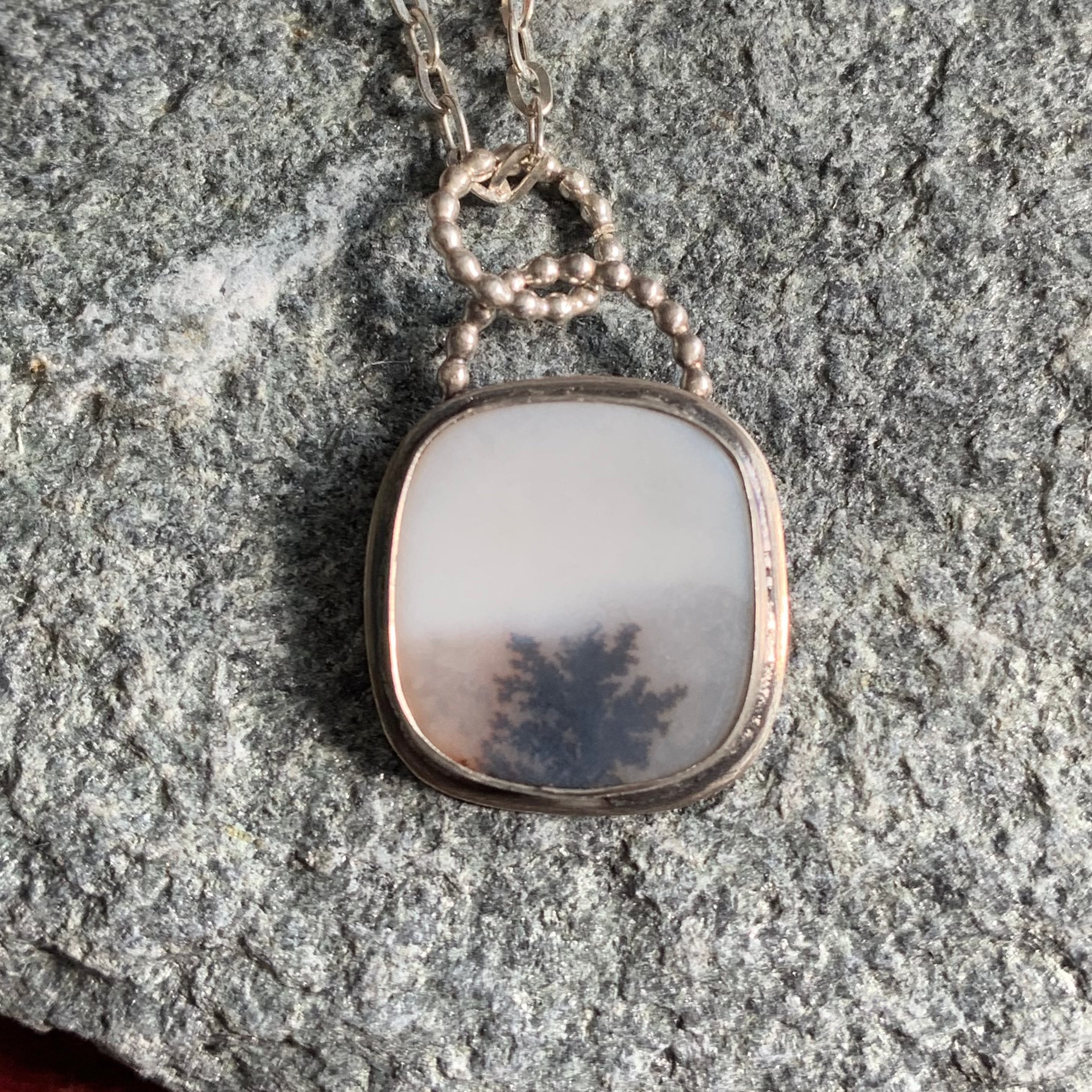 Foggy Night - Dendritic Agate Necklace