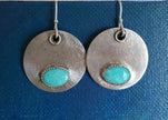 Turquoise and Silver Disk Earrings