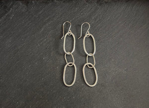 Triple Oval Silver Dangle Earrings