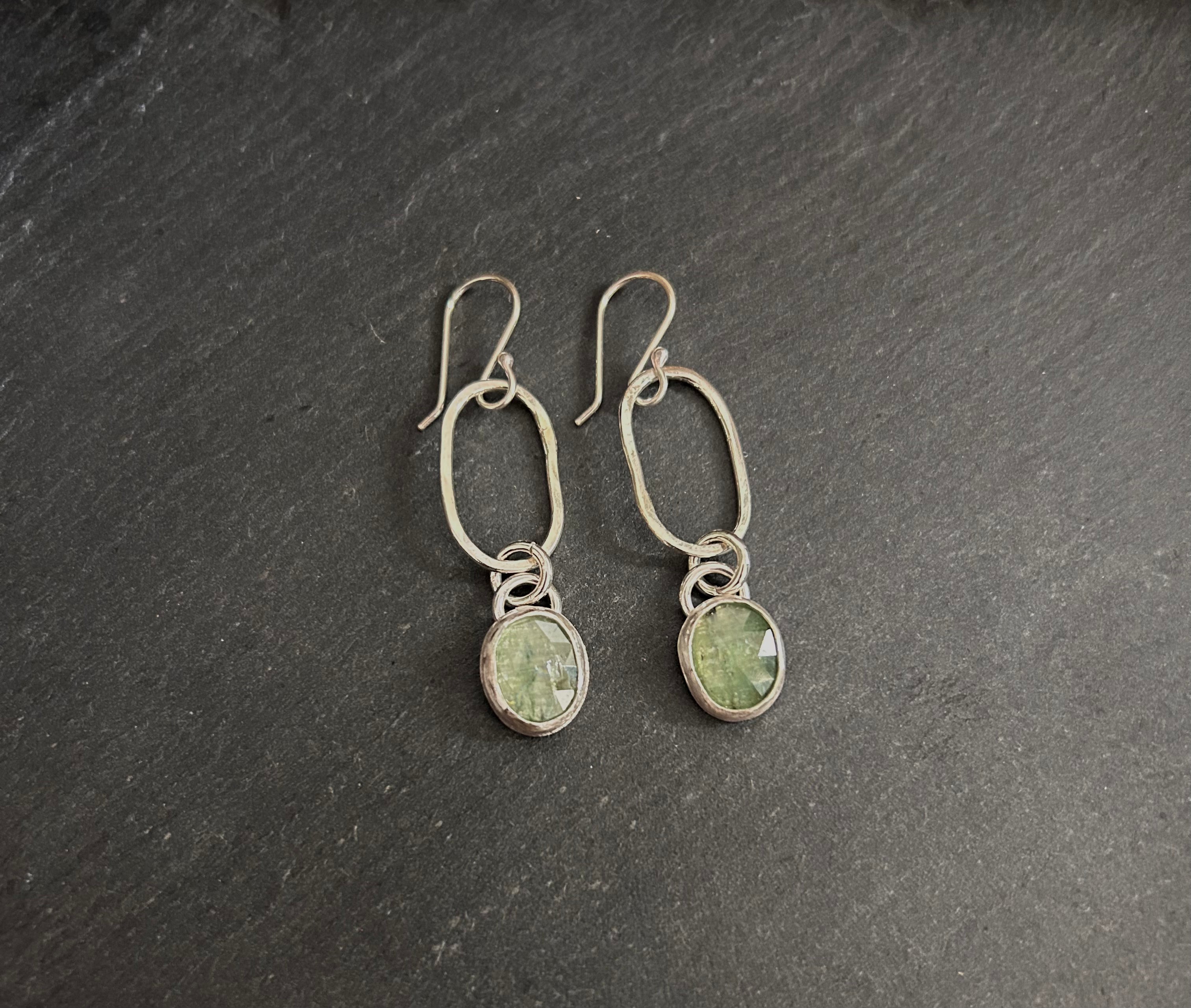 Green Kyanite and Sterling Silver Dangles