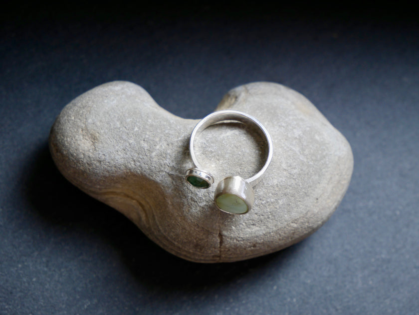 Variscite and Green Kyanite Double Ring