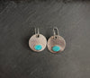 Turquoise and Silver Disk Earrings
