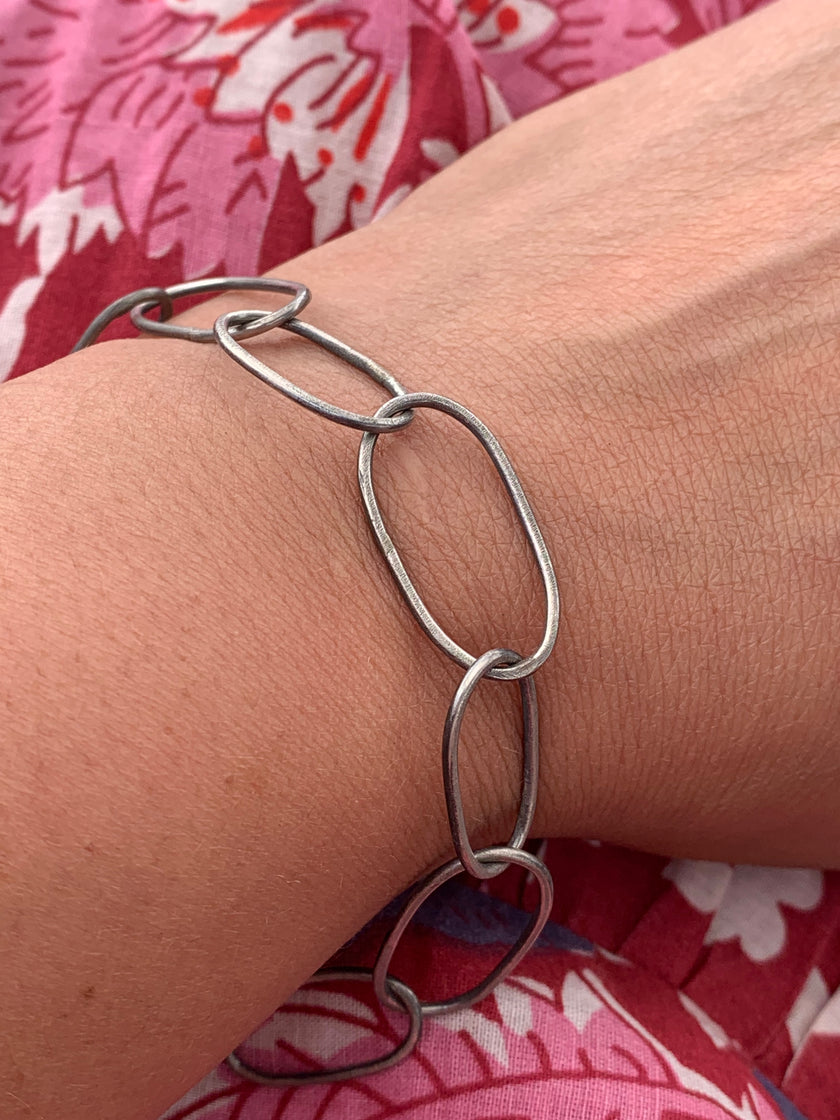 Oval Sterling Silver Bracelet