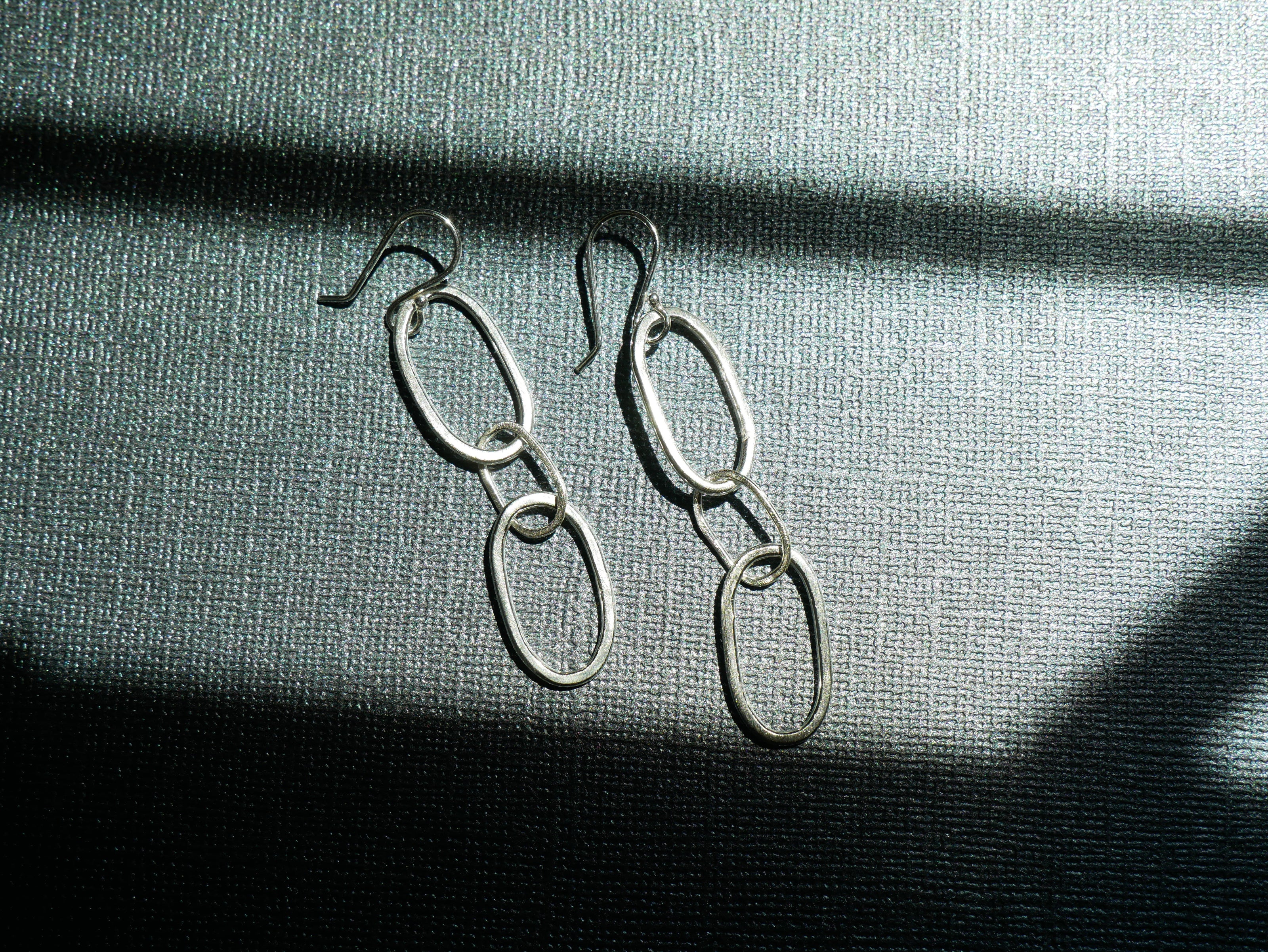 Triple Oval Silver Dangle Earrings