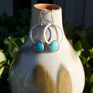 Silver and Sonoran Gem Turquoise Hoops