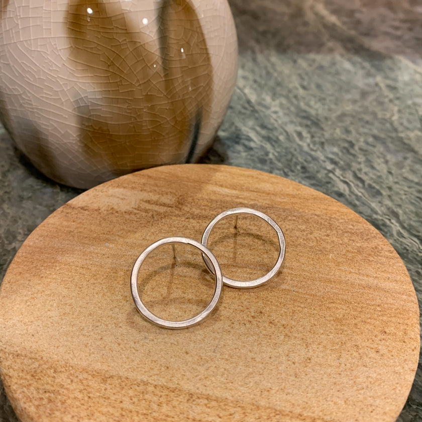 Silver Hoop Studs