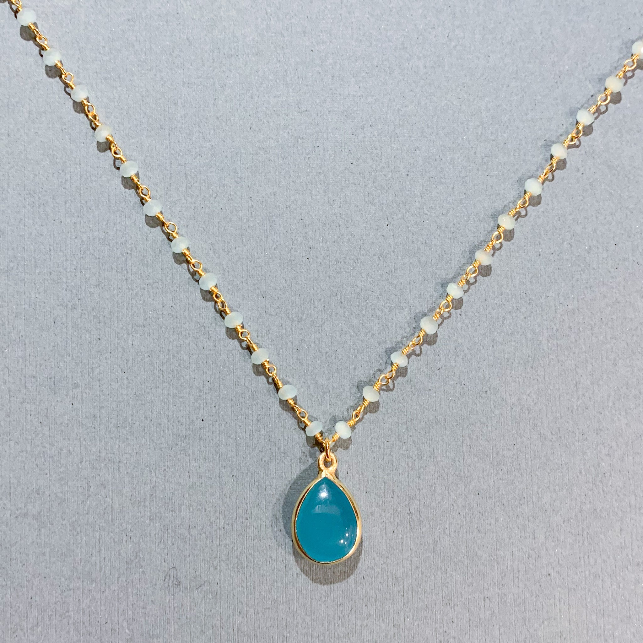 Aqua Chalcedony Necklace