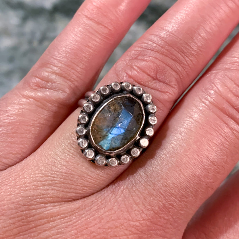 Labradorite and Sterling Silver Ring - size 8